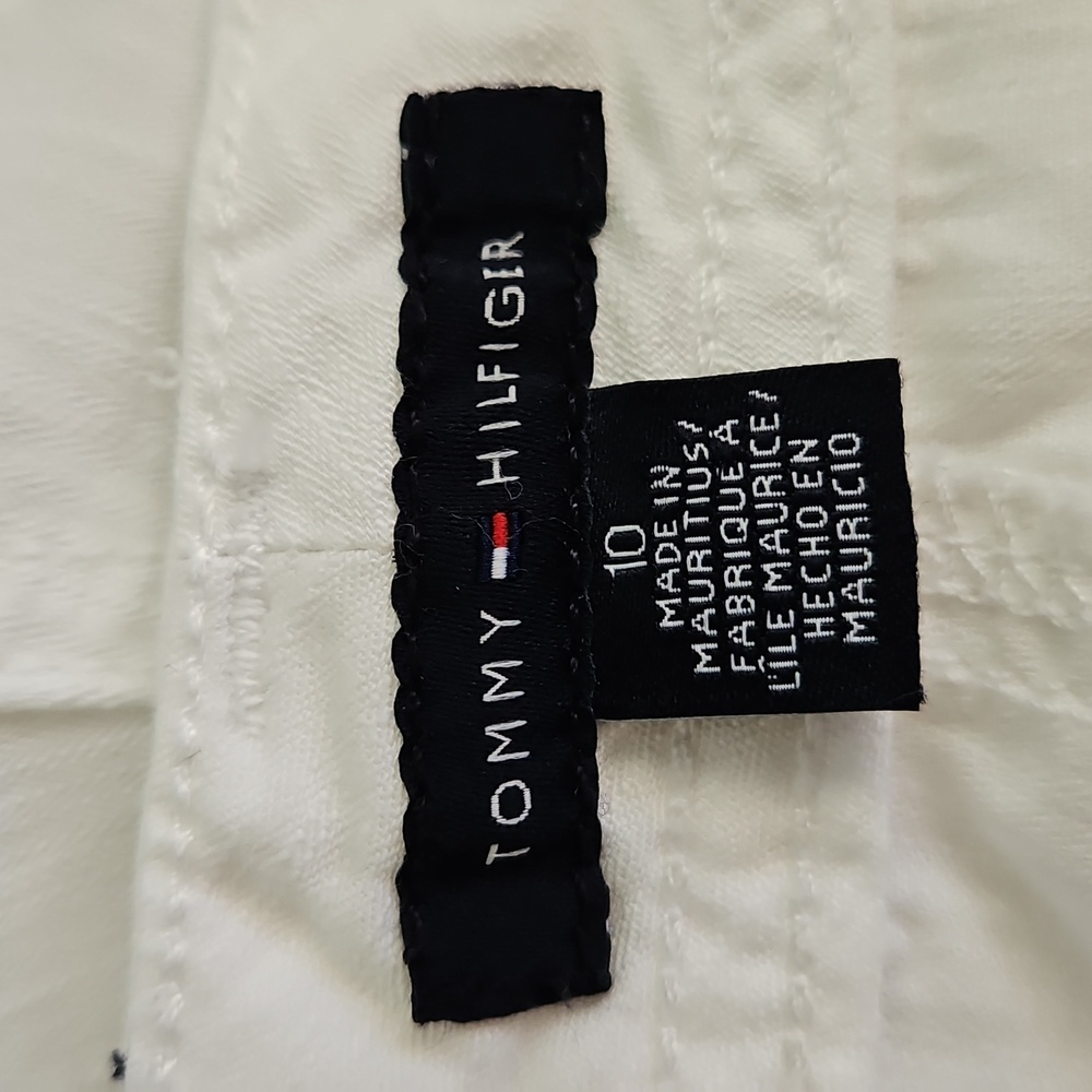 Tommy Hilfigerā White Cotton Bermuda Shorts Nautical Beach Size 10 - Picture 11 of 13